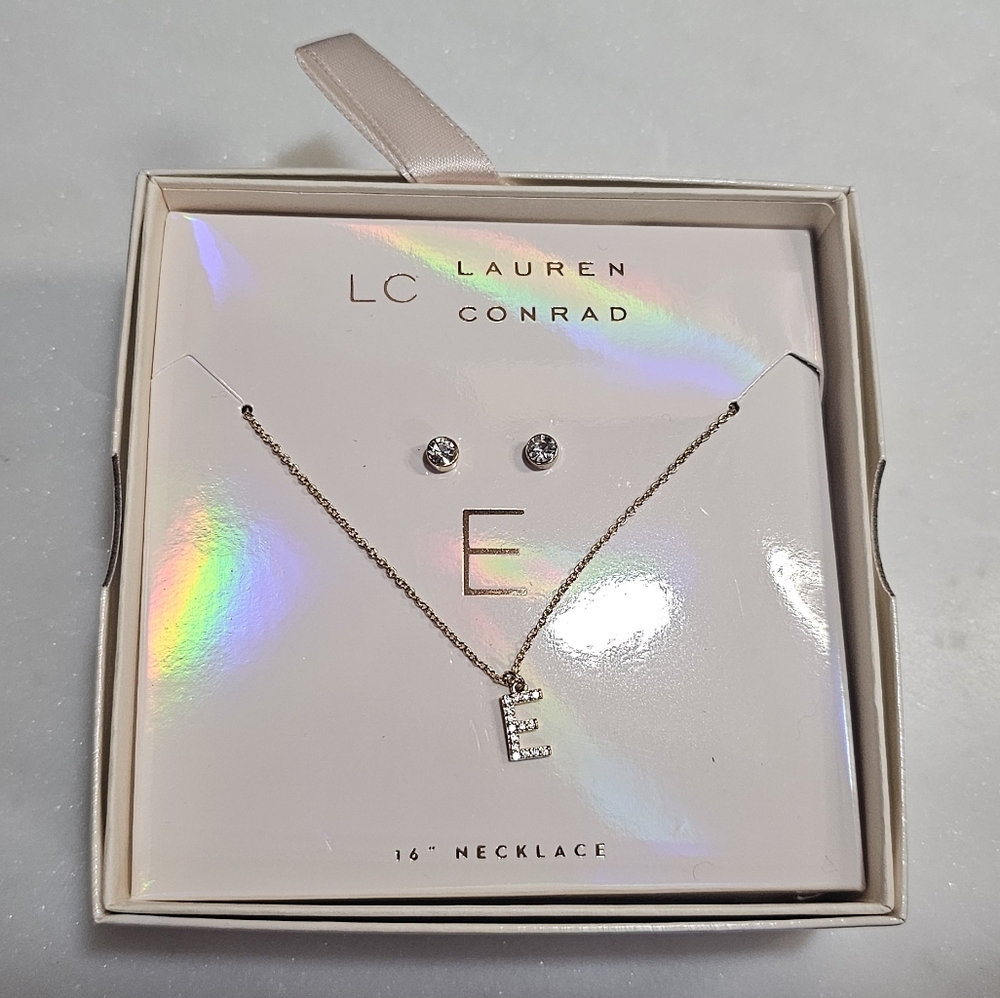 LC Lauren Conrad Gold Initial Necklace Set